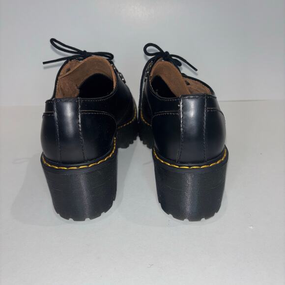Dr. Martens Leona Lo Smooth Leather Heeled Lace-Up Platform Shoes – Black Size 8 - Picture 12 of 15